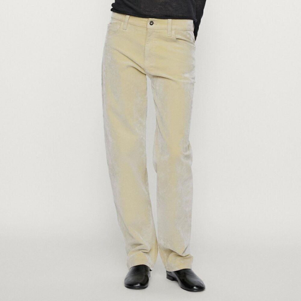 Massimo Dutti Womens Trousers Pants EU 38 US 6 Flocked Velvet Beige 5035/936 NWT